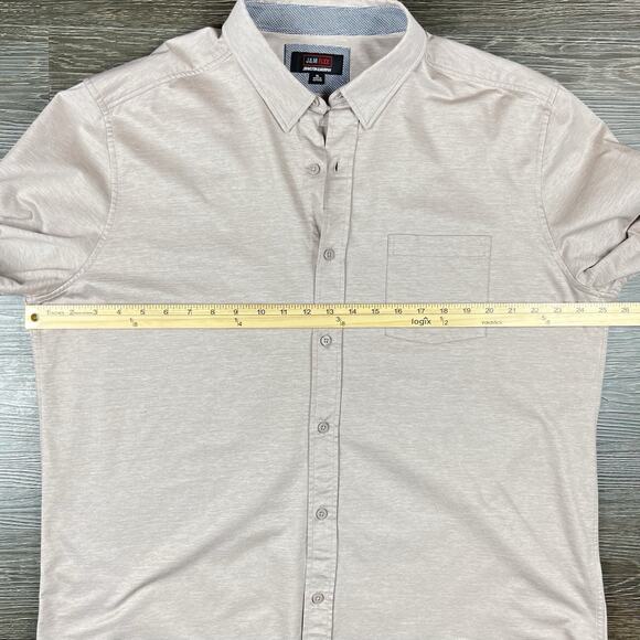 Johnston & Murphy Shirt Mens XL Button Up Flex Tan Geometric Accent Cuffs NWOT - Picture 5 of 10